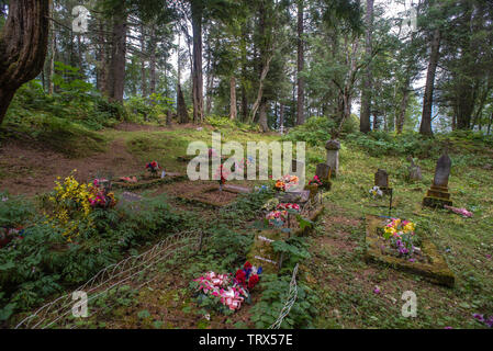 Chiesa russo-ortodossa cimitero, Sitka, Alaska, STATI UNITI D'AMERICA Foto Stock