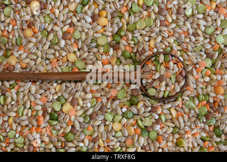 Mix di zuppa, un merci secche miscela di lenticchie, orzo e piselli spezzati. Foto Stock