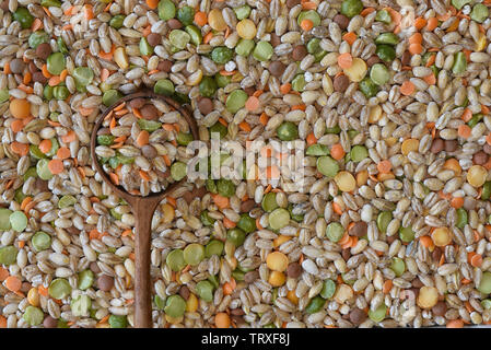 Mix di zuppa, un merci secche miscela di lenticchie, orzo e piselli spezzati. Foto Stock