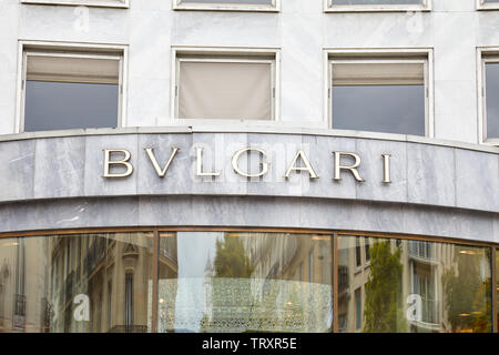 Parigi, Francia - 22 luglio 2017: Bulgari negozio di lusso firmano a Parigi, Francia. Foto Stock