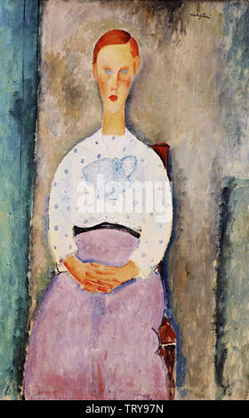 Amedeo Modigliani - ragazza con la Polka Dot camicetta 1919 Foto Stock