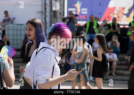 Sofia, Bulgaria - Giugno 08, 2019: Sofia orgoglio è il più grande evento annuale dedicato all'uguaglianza e i diritti umani di tutti i cittadini e il più grande Foto Stock