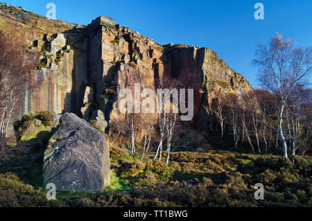 UK,Derbyshire,Peak District,macina Edge e argento di betulle Foto Stock