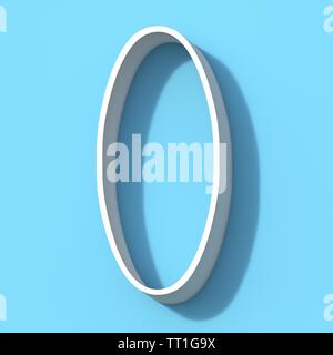 Font di linea con ombra numero 0 ZERO 3D rendering immagine su sfondo blu Foto Stock