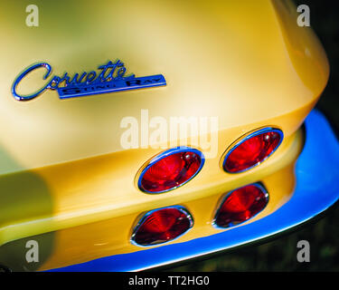Vista ravvicinata di una le luci di coda di un 1967 Chevrolet Corvette Sting Ray Sport Coupe Foto Stock