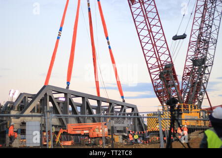 Costruzione di un nuovo ponte a Grafton, NSW Foto Stock