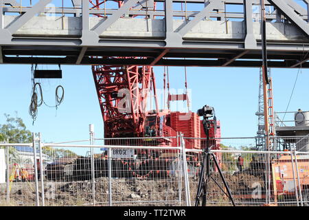 Costruzione di un nuovo ponte a Grafton, NSW Foto Stock