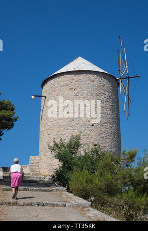 Grecia Isole Saroniche, Hydra, mulino a vento Foto Stock