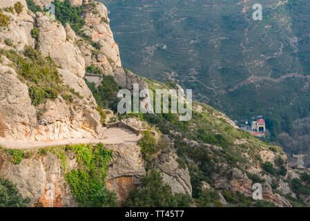 Vista della montagna di Montserrat in Monistrol de Montserrat, Catalogna, Spagna. Foto Stock