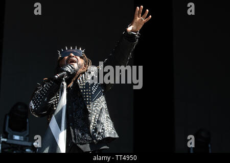 Firenze, 13 Giugno, Skindred esegue live @ Firenze rocce, Ippodromo del Visarno, Firenze. Copyright Davide Merli | Alamy Foto Stock