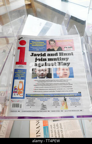 "Javid e Hunt unire mutiny contro può' i titolo di giornale articolo il taglio di Londra UK Gran Bretagna 24 Maggio 2019 Foto Stock