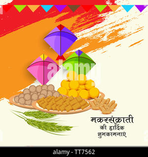 Illustrazione di un sottofondo per Felice Makar Sankranti. Foto Stock