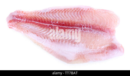 Filetto di Pangasius isolato su bianco Foto Stock