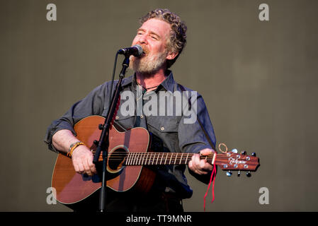 Il cantante irlandese Glen Hansard suonare dal vivo sul palco a Firenze rocce festival 2019 a Firenze, Italia, apertura di Eddie Vedder Foto Stock