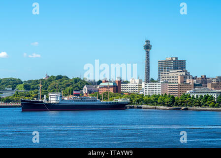 Scenario del porto di Yokohama vicino a Tokyo, Giappone Foto Stock