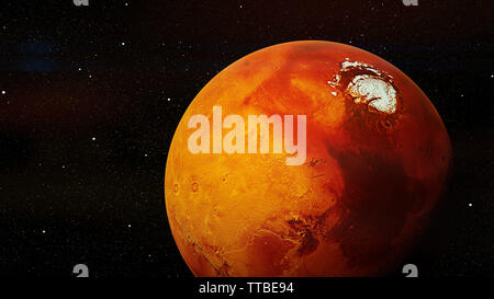 Il bellissimo pianeta rosso marte (spazio 3D rendering, elementi di questa immagine sono arredate dalla NASA) Foto Stock