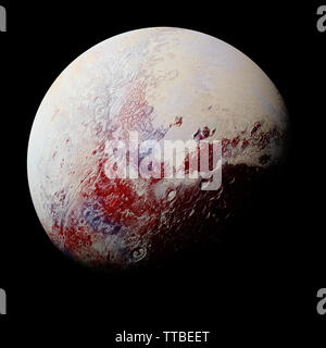 Dwarf Planet Pluto isolati su sfondo nero, parte del sistema solare (spazio 3D rendering, elementi di questa immagine sono arredate dalla NASA) Foto Stock