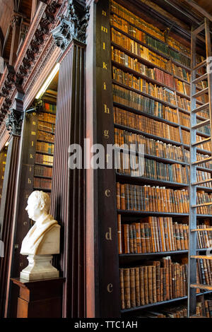 Sorprendente biblioteca, la sala lunga, il Trinity College di Dublino Foto Stock
