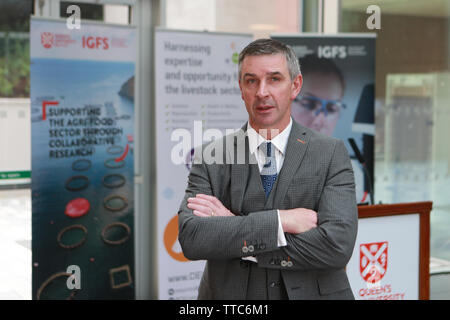 Il senatore Ian Marshall del parlamento irlandese altrimenti noto come l'Oireachtas è anche un Business Development Manager presso la Queen's University di Belfast Istituto per la sicurezza alimentare globale e un agricoltore nella contea di Armagh nell'Irlanda del Nord. 14 Giugno 2019 - Foto/Paolo McErlane Foto Stock