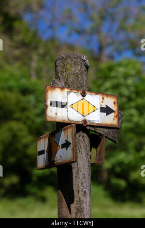 Escursionismo sign in Schwarzwald Foto Stock