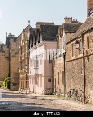 Case attraenti di Merton Street, Oxford, Regno Unito Foto Stock