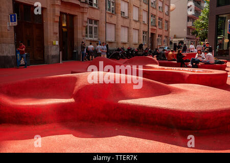 Impressioni della famosa piazza Rossa nella città di San Gallo, Svizzera Foto Stock