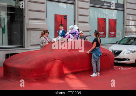 Impressioni della famosa piazza Rossa nella città di San Gallo, Svizzera Foto Stock