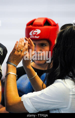 Giovani kickboxers, Lione, Francia Foto Stock