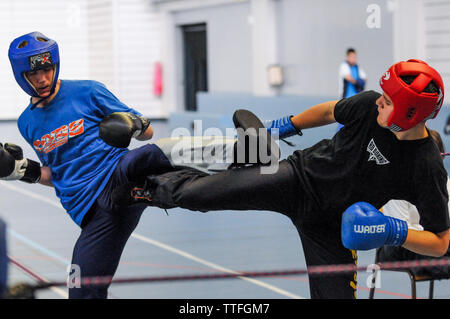 Giovani kickboxers, Lione, Francia Foto Stock