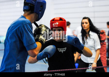 Giovani kickboxers, Lione, Francia Foto Stock