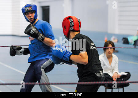 Giovani kickboxers, Lione, Francia Foto Stock