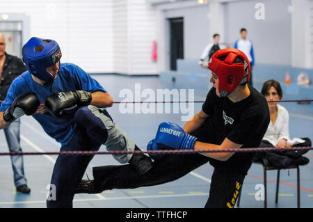 Giovani kickboxers, Lione, Francia Foto Stock