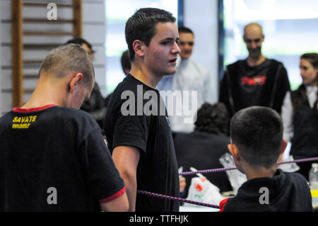 Giovani kickboxers, Lione, Francia Foto Stock