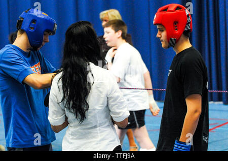 Giovani kickboxers, Lione, Francia Foto Stock