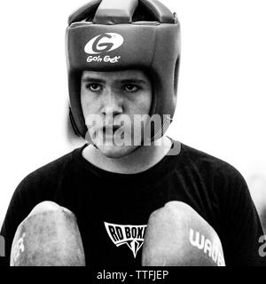 Giovani kickboxers, Lione, Francia Foto Stock