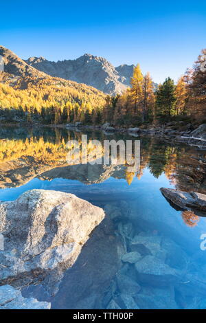 Lago di Saoseo durante l'autunno, Val Poschiavo, Svizzera Foto Stock