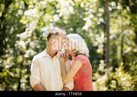 Coppia senior romancing in posizione di parcheggio Foto Stock