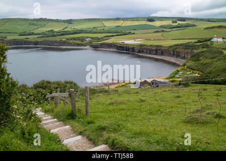 Kimmeridge Bay si trova all' interno di un marine zona speciale di conservazione, Dorset, England, Regno Unito Foto Stock