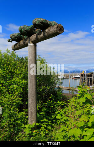 Totem, scuote il capo Isola, Wrangel, Alaska, STATI UNITI D'AMERICA Foto Stock