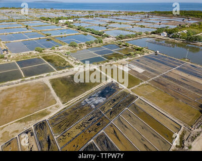 Vista aerea di piantagioni di sale Foto Stock