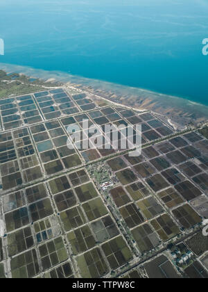 Vista aerea di piantagioni di sale Foto Stock