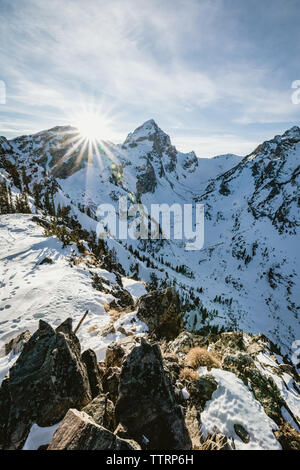 Vista del vertice del monte Saraceno e il Grand Teton mountain range Foto Stock