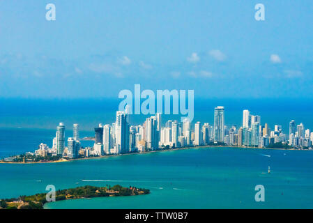 Vista aerea della città nuova, Cartagena, Dipartimento di Bolivar, Colombia Foto Stock