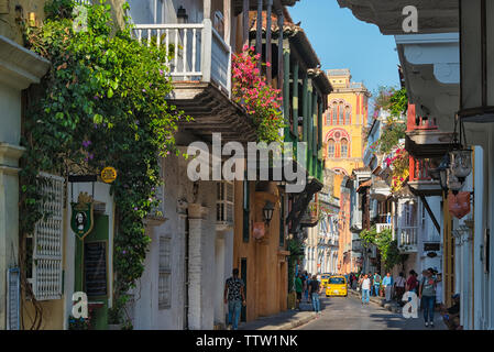 Convento de San Agustin e case coloniali nella città vecchia, Cartagena, sito Patrimonio Mondiale dell'UNESCO, Dipartimento di Bolivar, Colombia Foto Stock