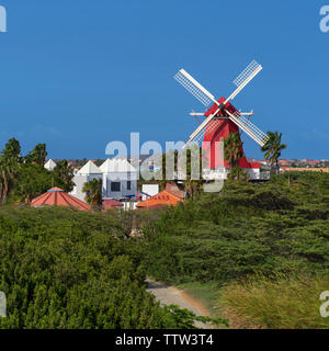 Il Vecchio Mulino a vento olandese, Aruba Foto Stock