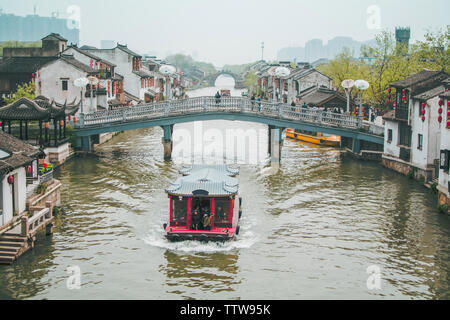 Antico canale Scenic Area del ponte Qingming, Wuxi Foto Stock