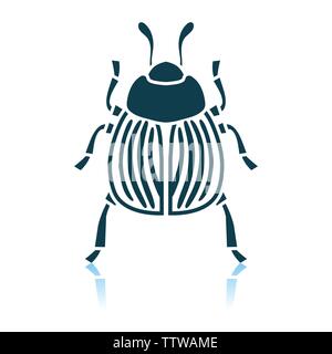 Colorado Beetle Icona. Ombra di Design di riflessione. Illustrazione Vettoriale. Illustrazione Vettoriale