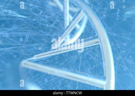 Tridimensionale, rendering di DNA con linea divergente sfondo tecnologico Foto Stock