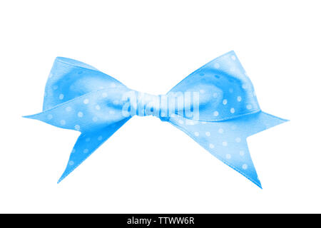 Light Blue Ribbon bow su sfondo bianco Foto Stock