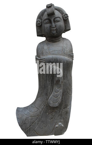 Scultura in pietra ricca di statue di ancelle nella dinastia Tang Foto Stock